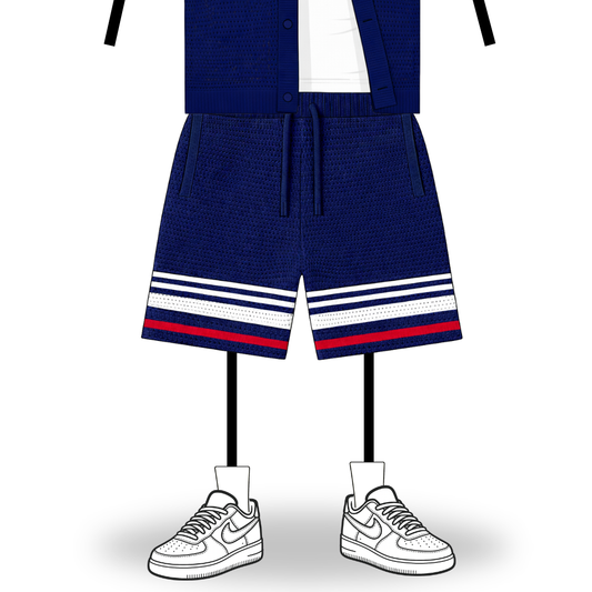 the crochet-knit stripe shorts - francias blue no sauce