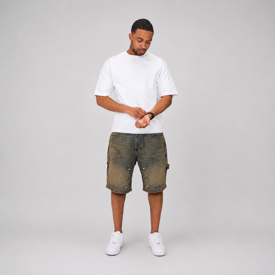 the denim carpenta' shorts - blue (mocha wash) No Sauce