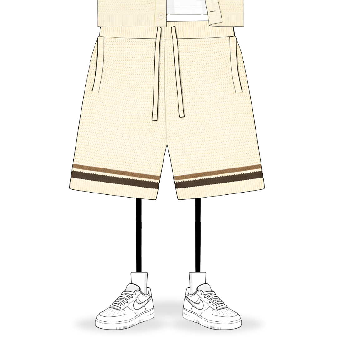 the crochet-knit striped shorts - crème no sauce