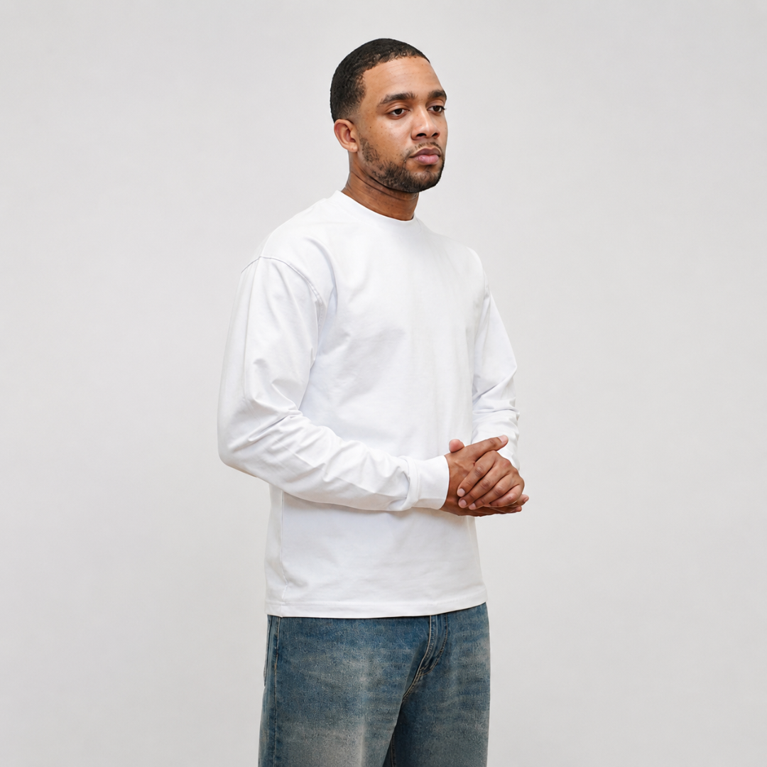the perfect long sleeve tee - white no sauce