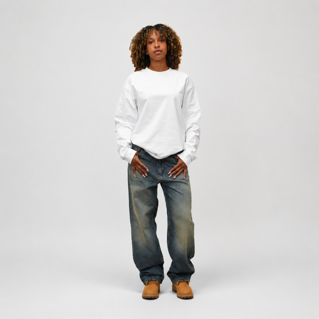 the perfect long sleeve tee - white no sauce