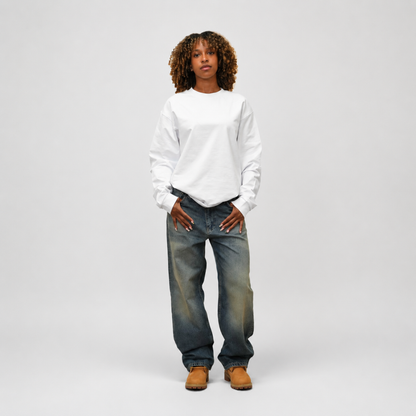 the perfect long sleeve tee - white no sauce