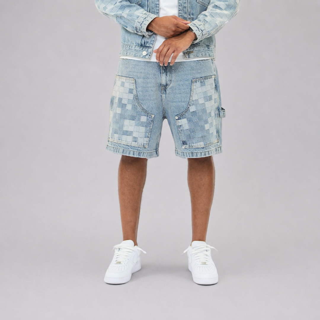 the checkered denim jacket - light blue No Sauce