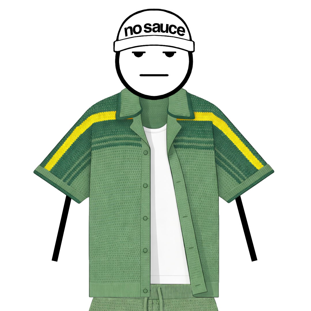 the crochet-knit stripe shirt - brasillia green no sauce