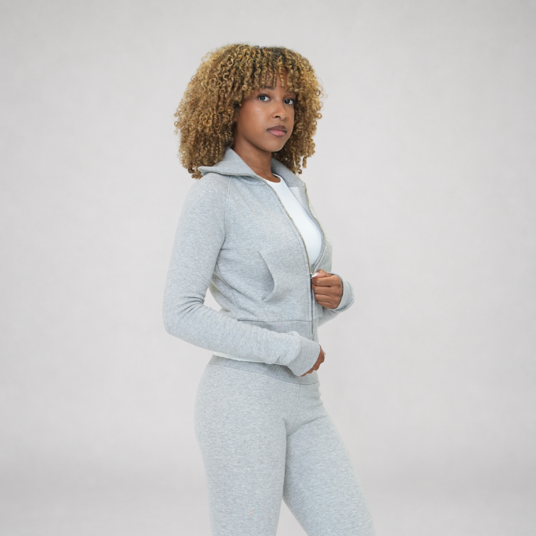 the women’s cropped zippa' - grey no sauce