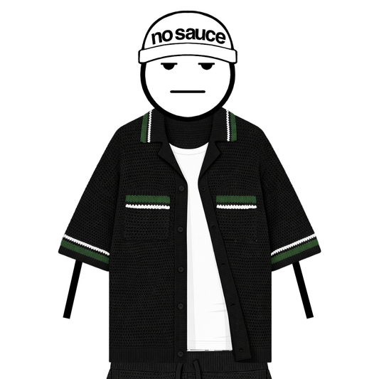 the crochet-knit stripe Shirt - black no sauce