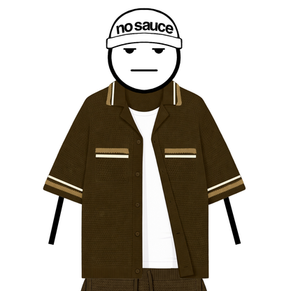the crochet-knit striped shirt - brown no sauce
