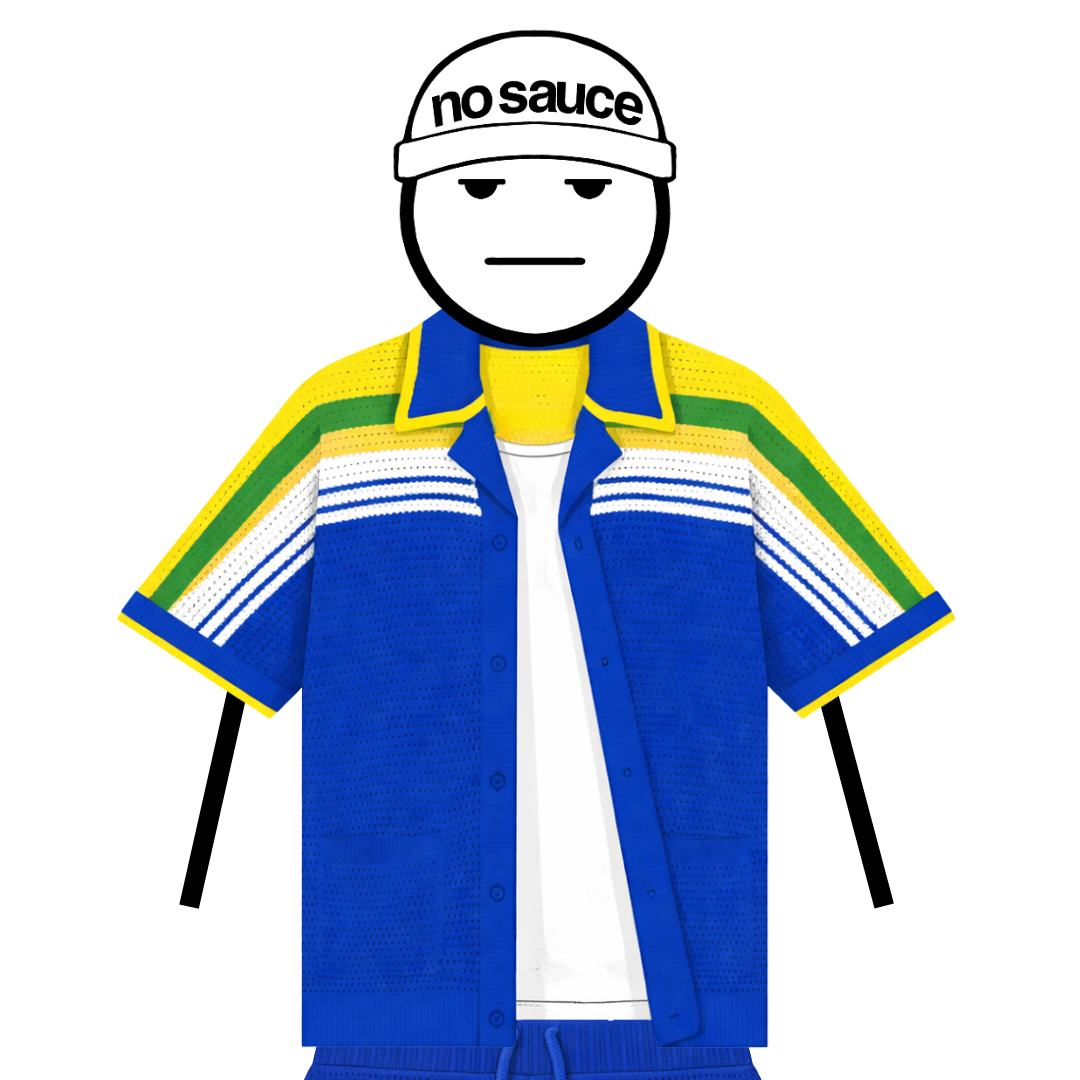 the crochet-knit stripe shirt - brasillia blue no sauce