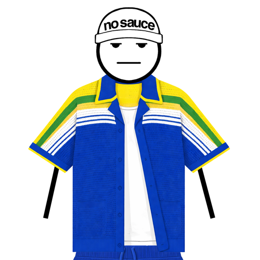 the crochet-knit stripe shirt - brasillia blue no sauce