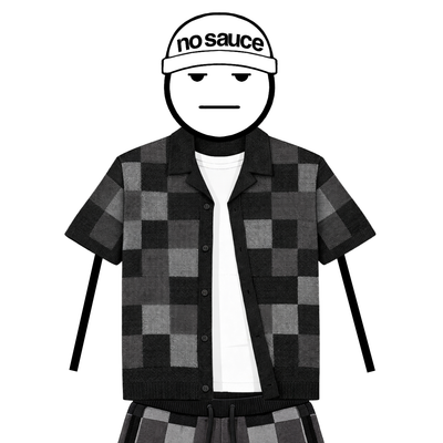 the crochet-knit checkered shirt - black no sauce