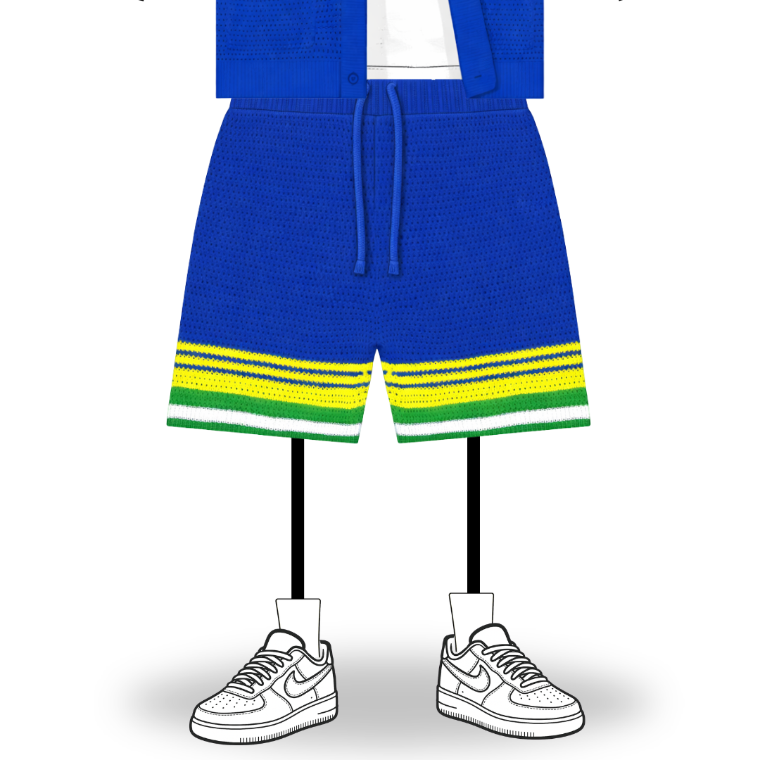 the crochet-knit stripe shorts - brasillia blue no sauce