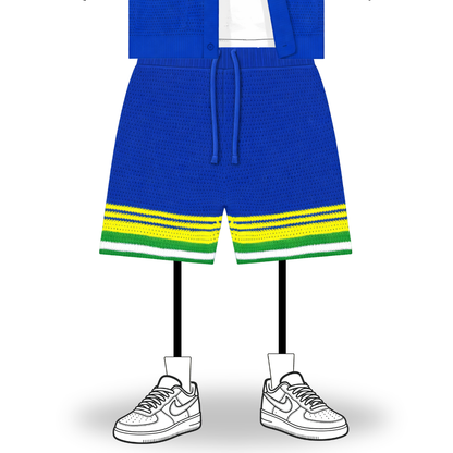 the crochet-knit stripe shorts - brasillia blue no sauce