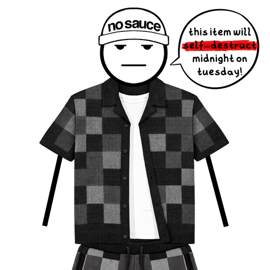 the crochet-knit checkered shorts - black no sauce