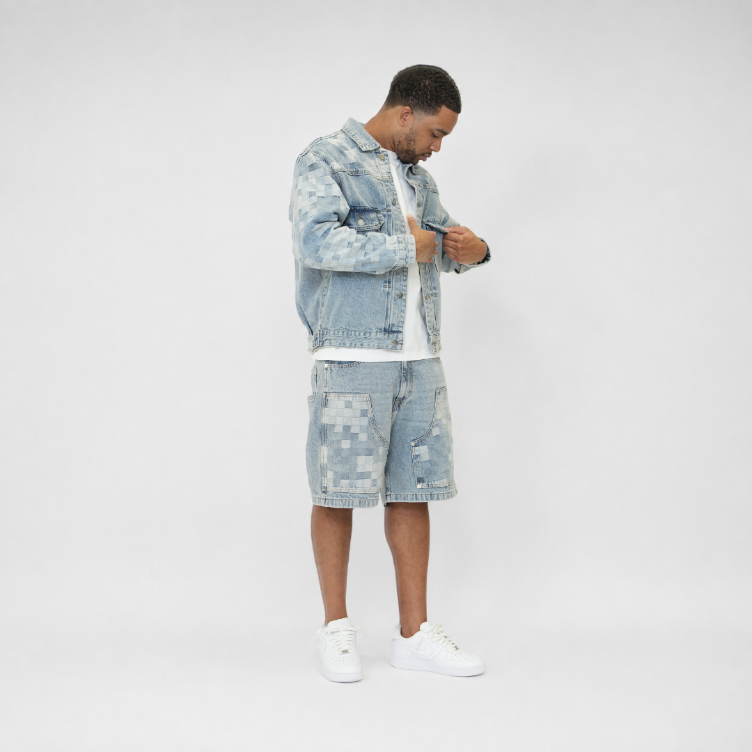 the checkered denim jacket - light blue No Sauce