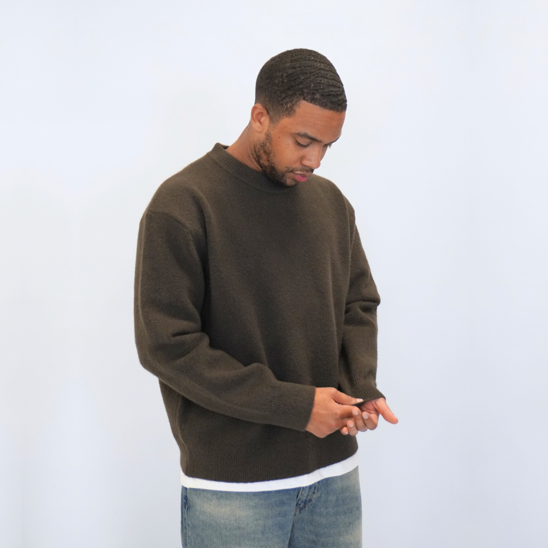 the soft-knit sweata' - brown No Sauce