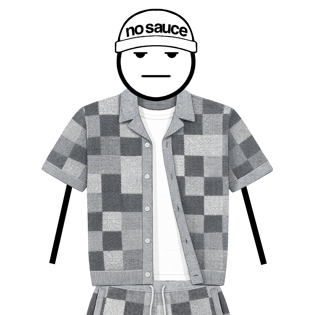 the crochet-knit checkered shirt - grey no sauce