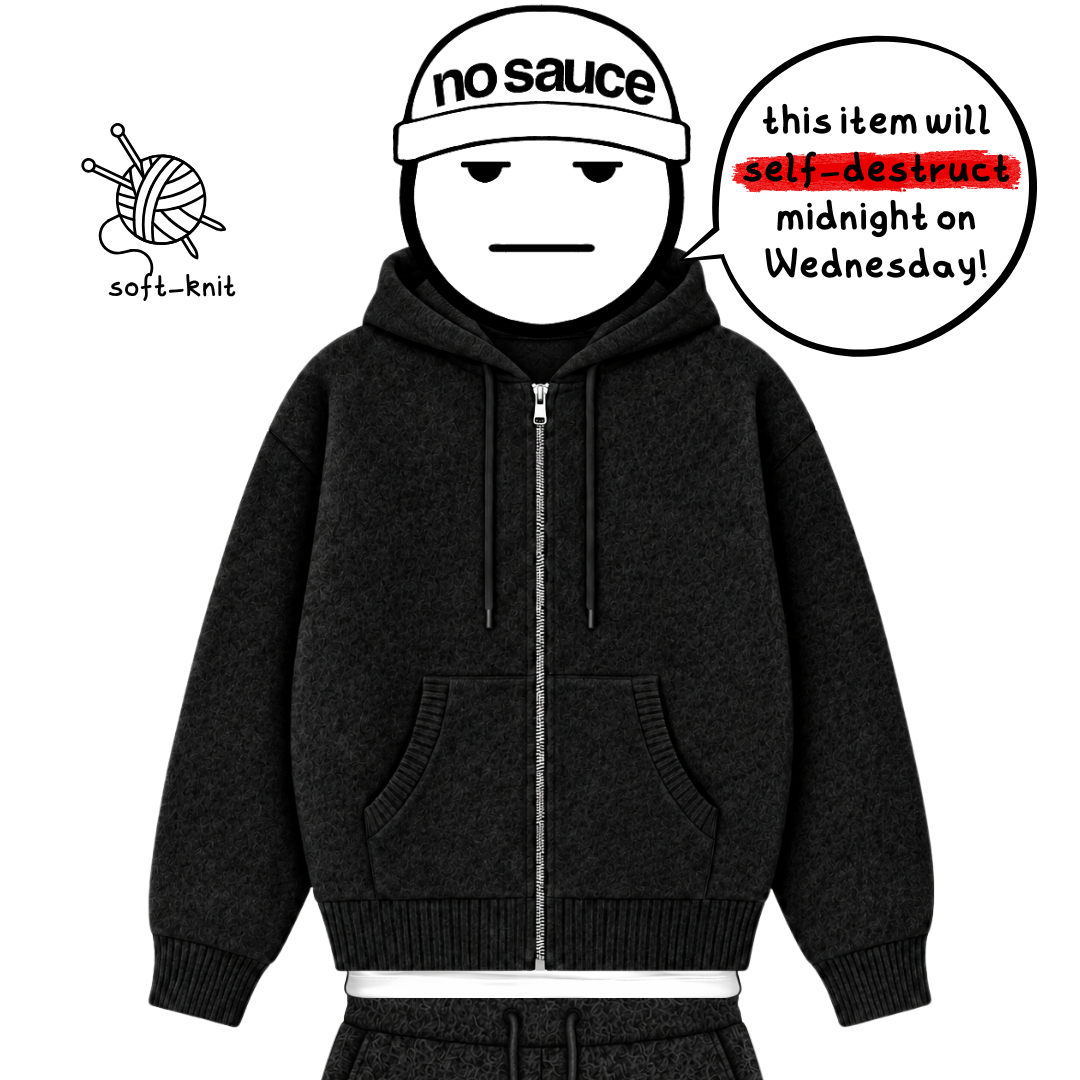 the soft-knit zippa' - black No Sauce