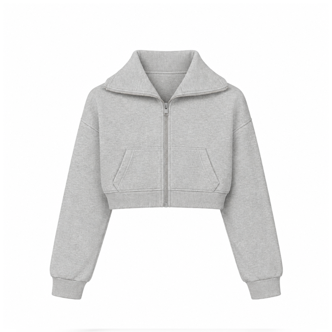 the women’s cropped zippa' - grey no sauce