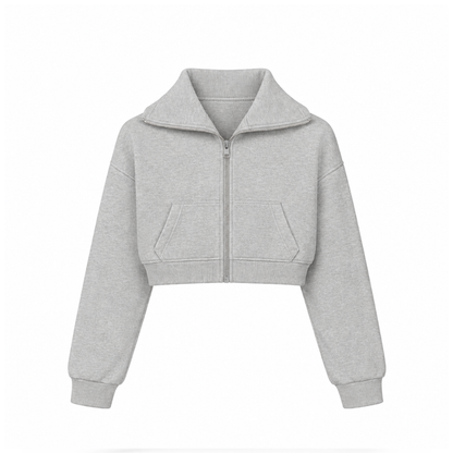 the women’s cropped zippa' - grey no sauce