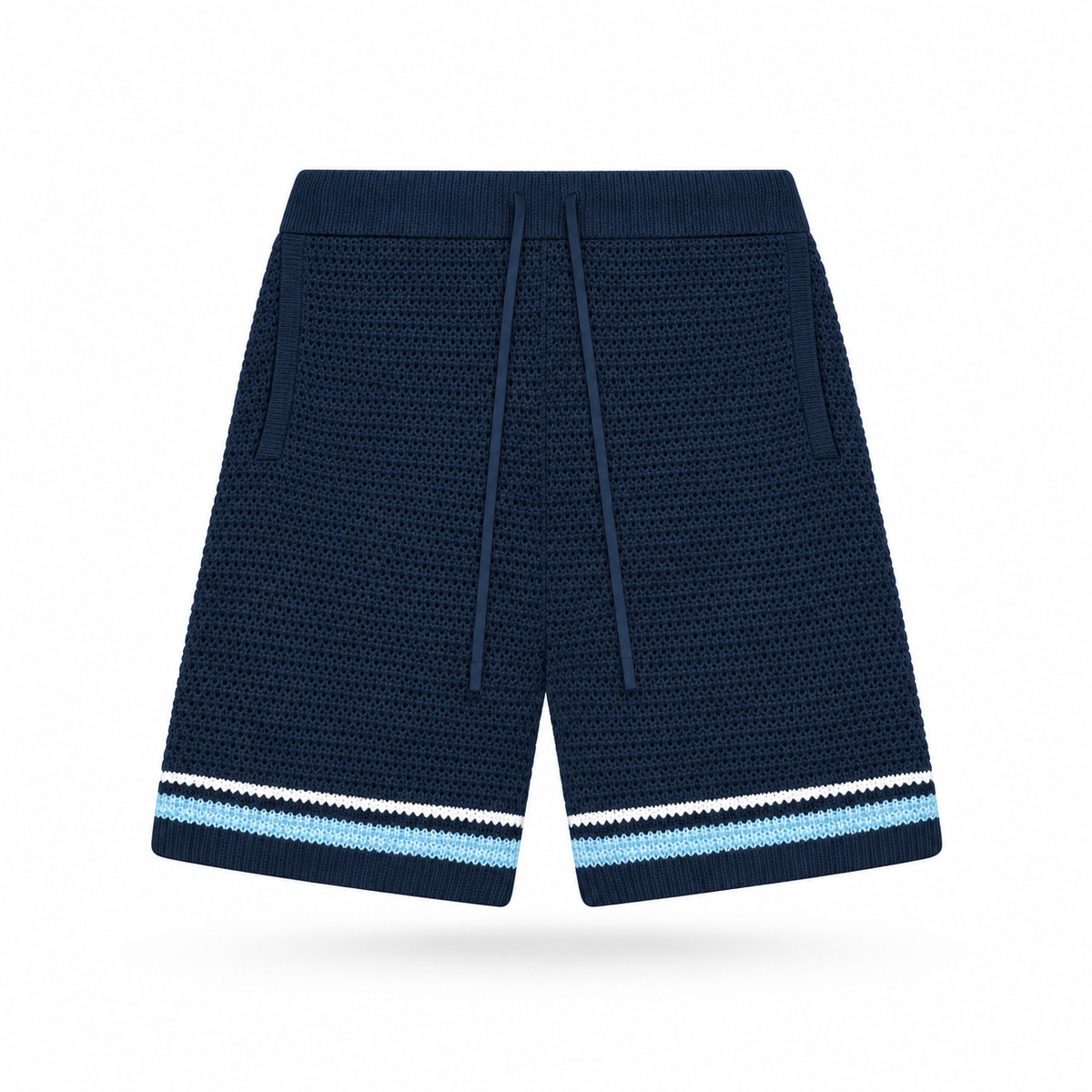 the crochet-knit striped shorts - navy No Sauce