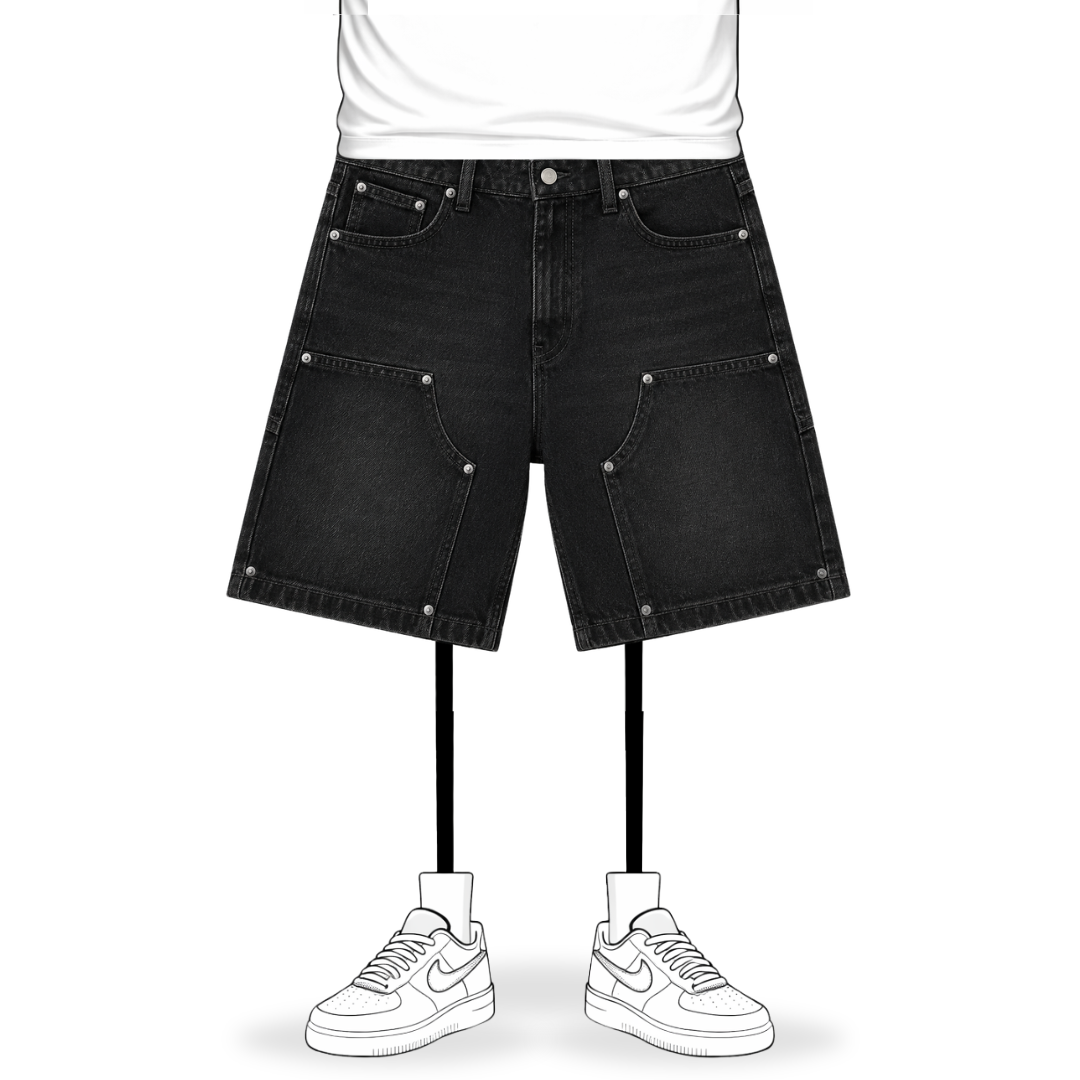 the denim carpenta' shorts - black No Sauce
