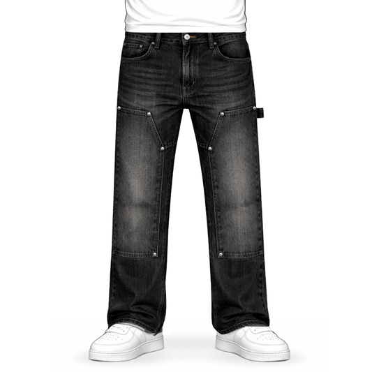 the straight leg carpenta’ jeans - black No Sauce