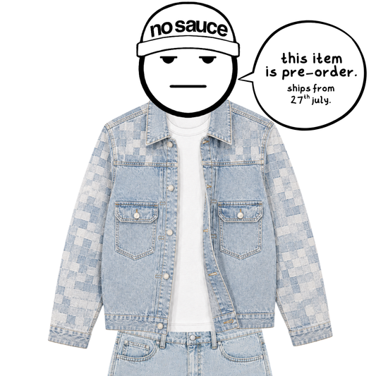 the checkered denim jacket - light blue No Sauce
