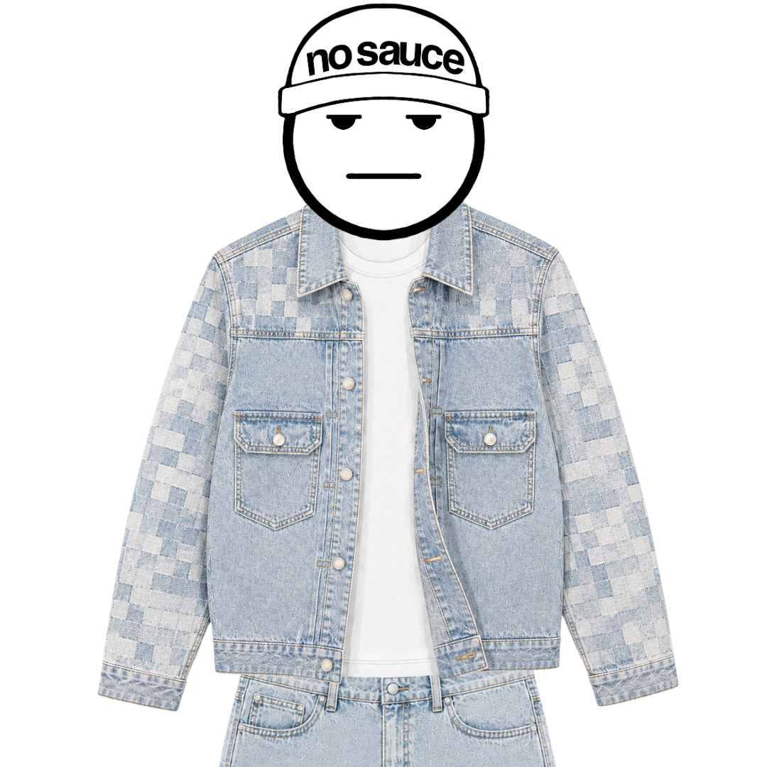 the checkered denim jacket - light blue No Sauce
