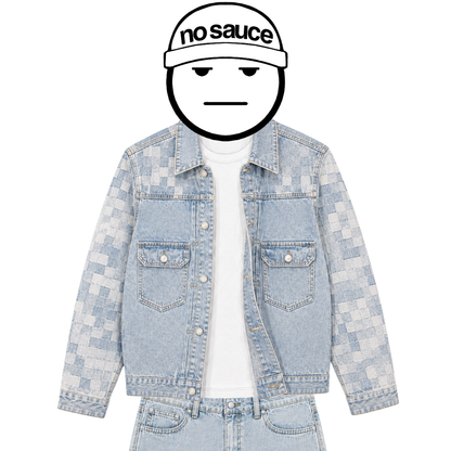 the checkered denim jacket - light blue No Sauce