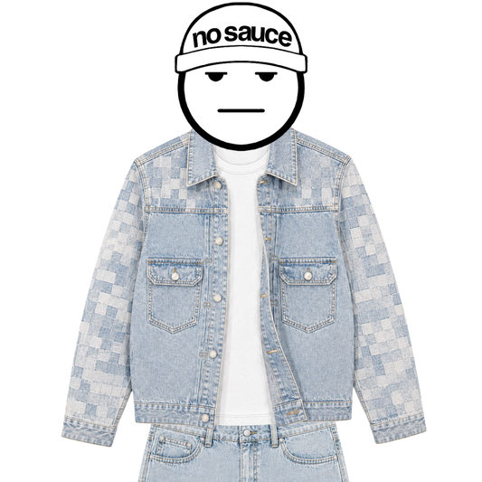 the checkered denim jacket - light blue No Sauce
