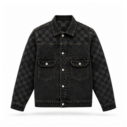 the checkered denim jacket - black No Sauce