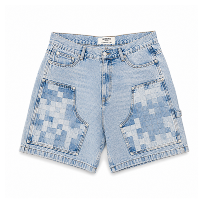 the checkered denim carpenta' shorts - light blue No Sauce