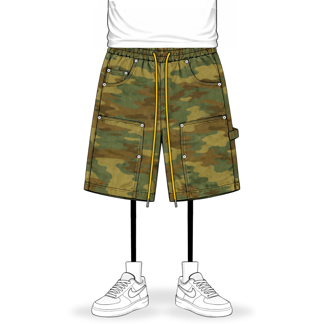 the denim carpenta' shorts - camo No Sauce
