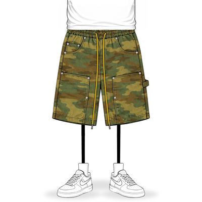 the denim carpenta' shorts - camo No Sauce