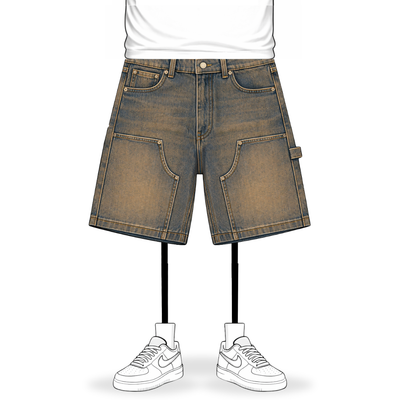 the denim carpenta' shorts - blue (mocha wash) No Sauce