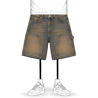 the denim carpenta' shorts - blue (mocha wash) No Sauce