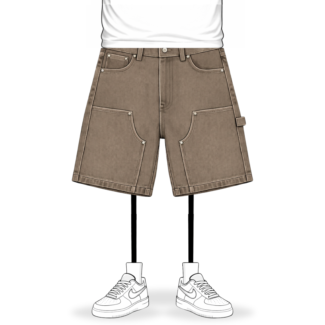 the denim carpenta' shorts - washed brown No Sauce