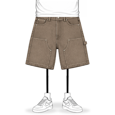 the denim carpenta' shorts - washed brown No Sauce