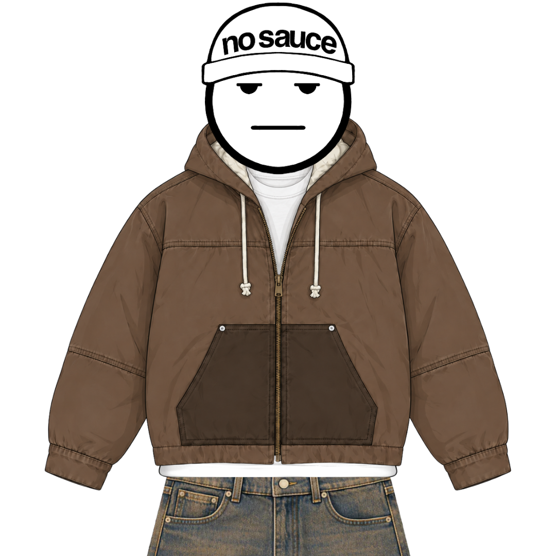 the hooded denim jacket - washed brown No Sauce