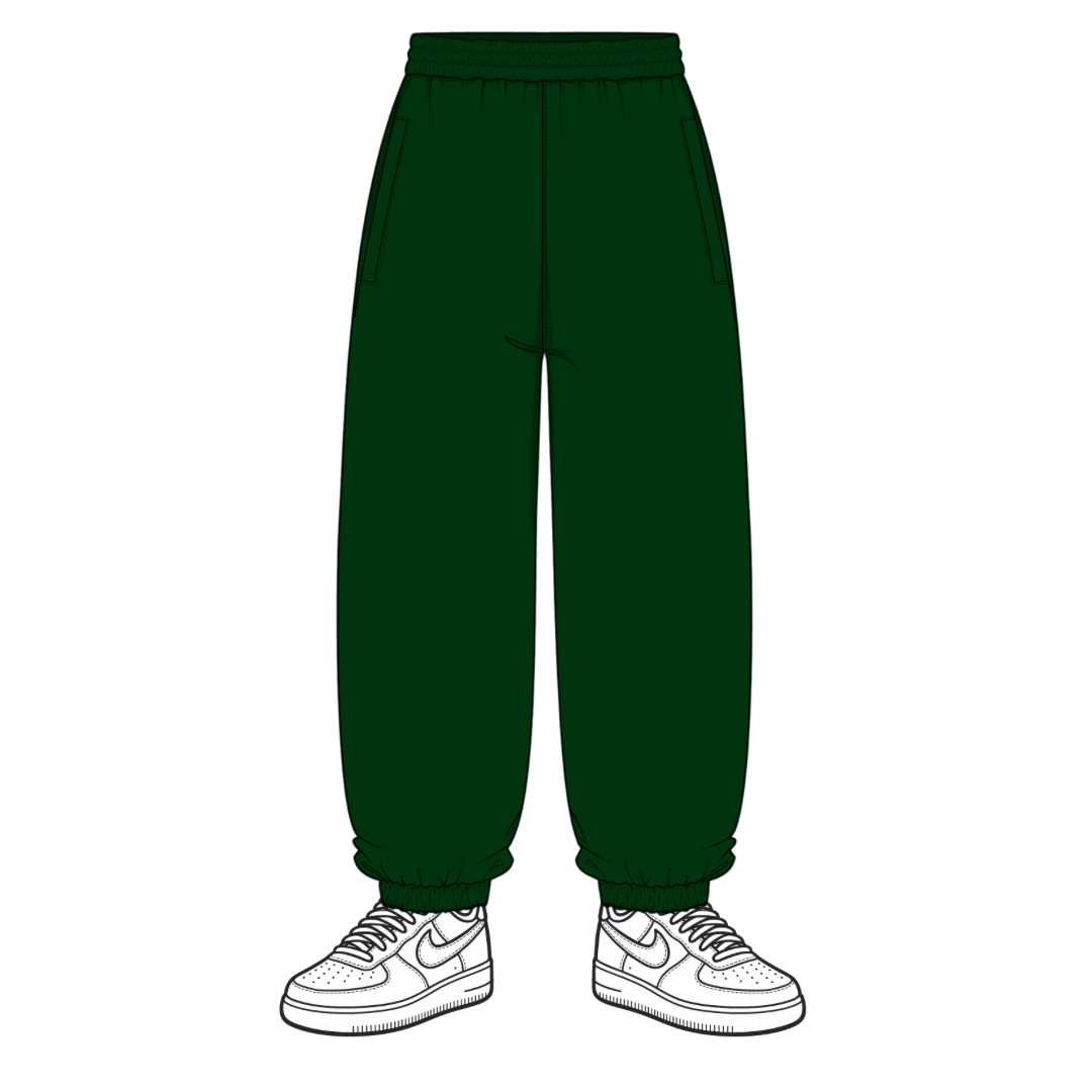 the baggy cuffed jogga' - forest green