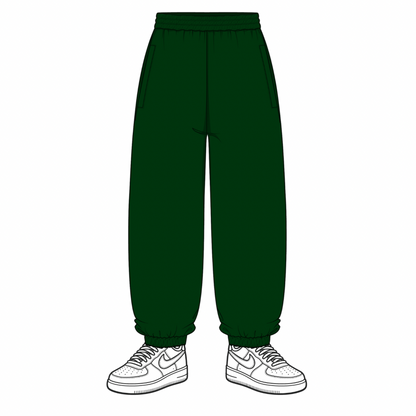 the baggy cuffed jogga' - forest green
