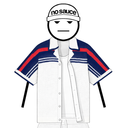 the crochet-knit stripe shirt - francias white no sauce