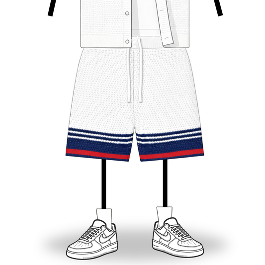 the crochet-knit stripe shorts - francias white no sauce