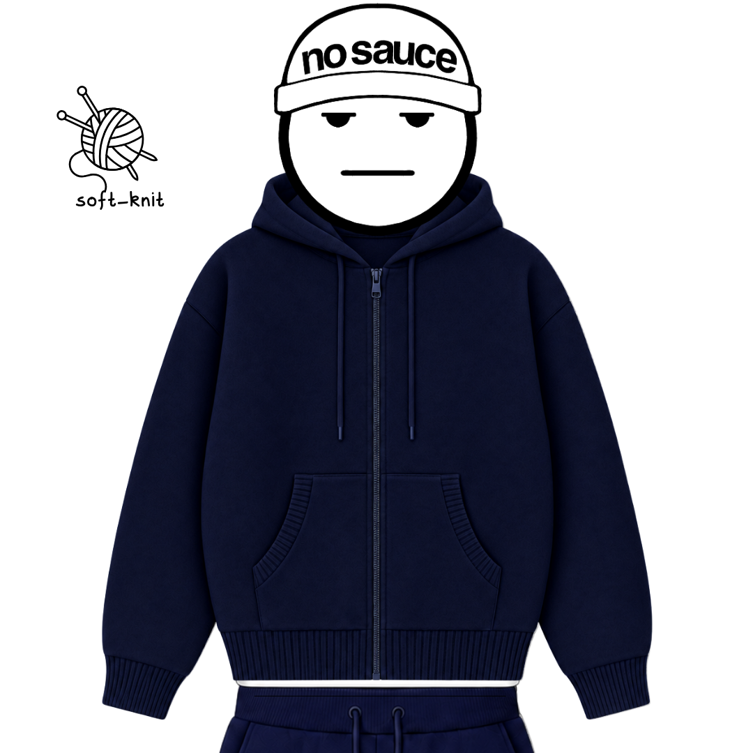 the soft-knit zippa' - navy No Sauce