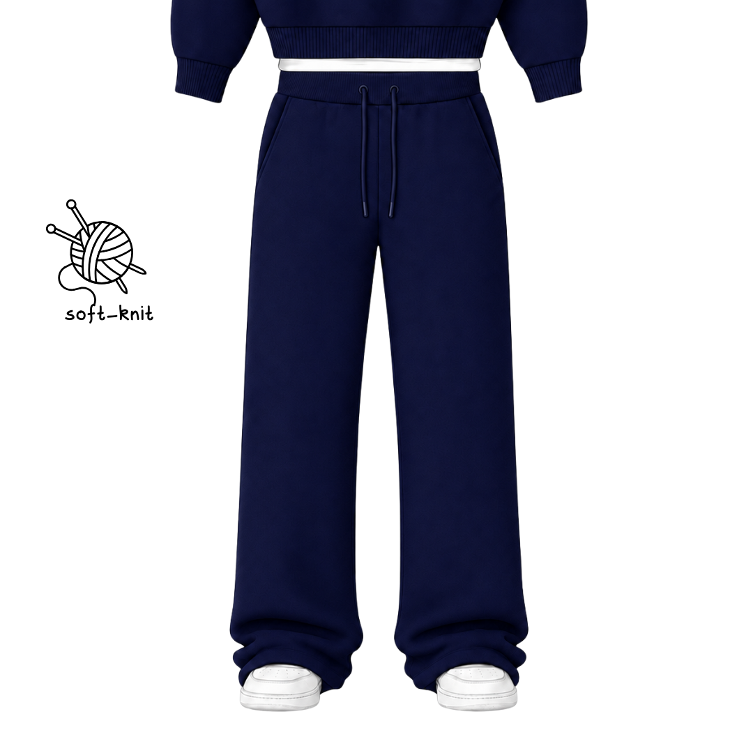 the soft-knit straight leg jogga' - navy No Sauce
