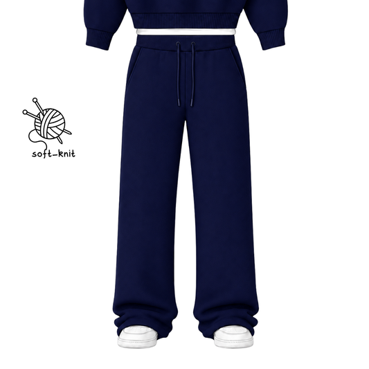 the soft-knit straight leg jogga' - navy No Sauce