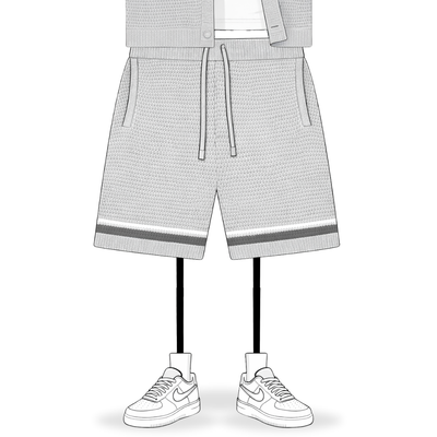 the crochet-knit striped shorts - grey no sauce