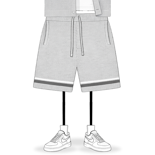 the crochet-knit striped shorts - grey no sauce