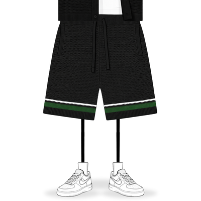 the crochet-knit striped shorts - black no sauce