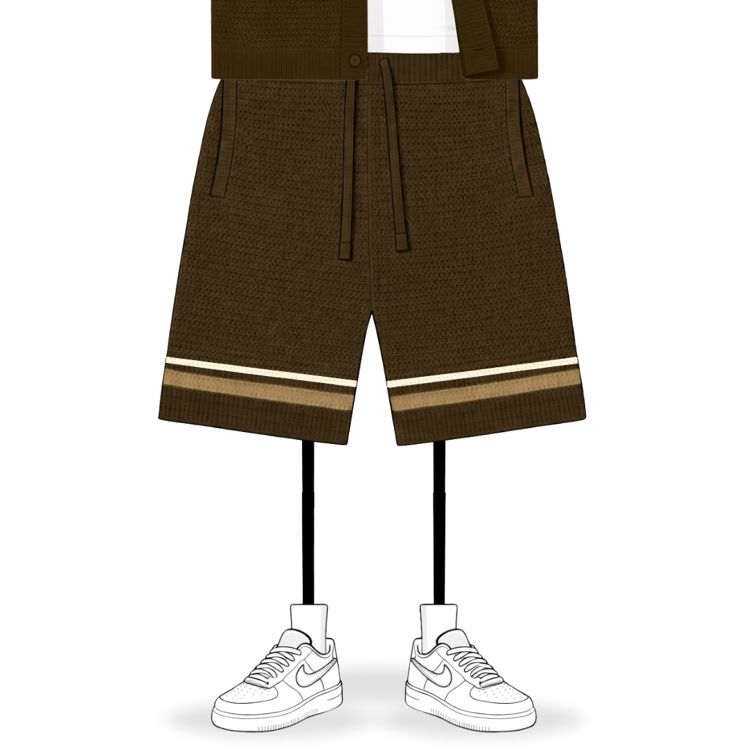 the crochet-knit striped shorts - brown no sauce